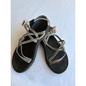 Chaco Z/Cloud Women 8 Black White Strappy Hiking Sandals J106644
